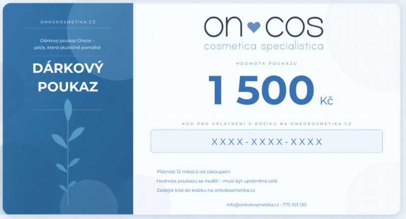 💙 Dárková poukázka péče Oncos - Hodnota poukázky: 1500