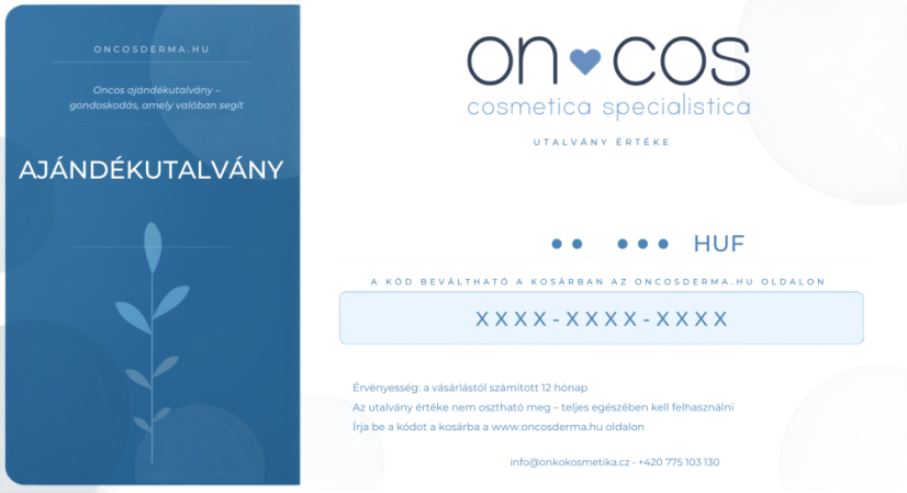 💙 Oncos ajándékutalvány - Hodnota poukázky: 30000