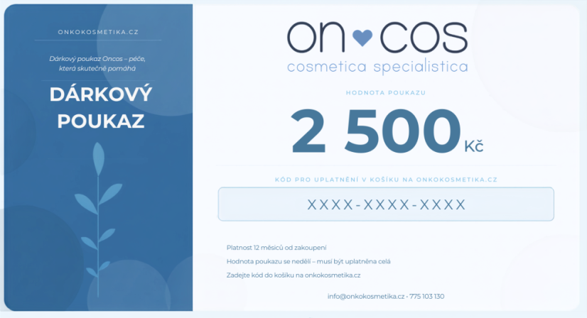 💙 Dárková poukázka péče Oncos - Hodnota poukázky: 1500